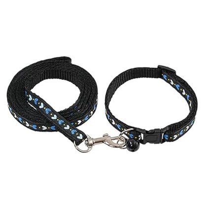 Black Bell Collar for Small Dogs Leash Set,Adjustable Buckle Heart Print Nylon Dog Collars for Xs XSmall Small Puppy Dogs Cat Kitten X-Small，Neck 7.5-12.5 Inch - color: Black2