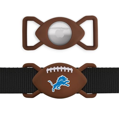 NFL Detroit Lions Football Apple AIR TAG Holder for Dogs, Case for Apple Airtag Tracker, GPS Dog Tracking Device Collar Holder - color: DETROIT LIONS, size: 1 Pack, style: Pull-through Collar