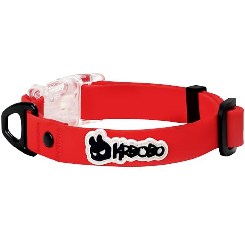 Waterproof Dog Collar, Stink Proof PVC Coated Collar with Lightweight Aluminum Hardware & Transparent Buckle, Heavy Duty for Small Medium Large Dogs, Red, Small - color: Red, size: S