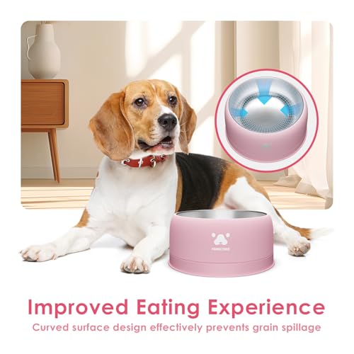PAWGETHER® Stainless Steel Dog Bowls, Dog Food Water Bowl with Non-Slip Base Two-Piece Design Easy Clean Dishwasher Safe Pink 34oz + 12oz - color: Pink (34oz + 12oz)
