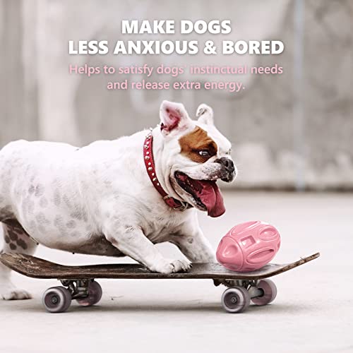EASTBLUE Squeaky Dog Toys for Aggressive Chewers: Rubber Puppy Chew Ball with Squeaker, Almost Indestructible and Durable Pet Toy for Medium and Large Breed - color: Pink