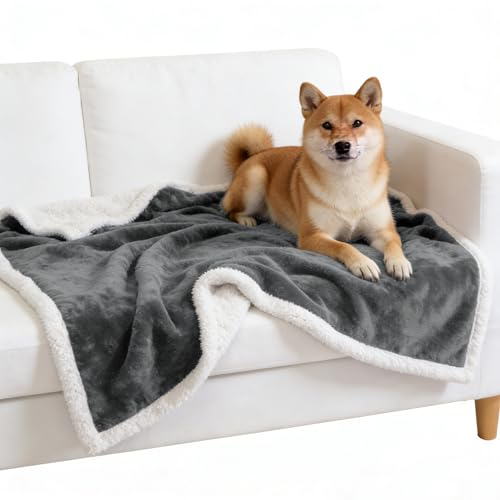 Dog Blankets for Small Dogs, Soft Puppy Blanket, Pet Blankets for Cats, Lightweight & Washable, Perfect for Dog Beds, Car Seats, Creat, 30x40 inches - color: Grey