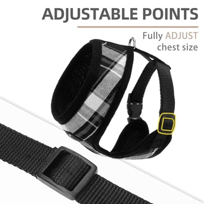 PUPTECK Soft Mesh Dog Harness and Leash Set Pet Puppy Cat Comfort Padded Vest No Pull Harnesses, Black, XS - color: Black, size: XS (NECK: 10", CHEST: 10"-14")