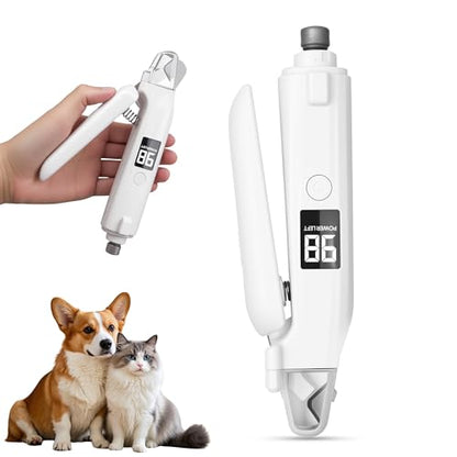 PETCHO 2-in-1 Dog Nail Clipper, Dog Electric Nail Grinder for Large Medium Small Dogs, 2 LED Lights Cats Nail Trimmer with Battery Display