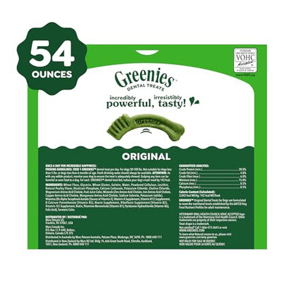 Greenies Veterinarian-Recommended Adult Natural Dental Dog Treats Large Size, Dog Dental Chews, Original Flavor, 54 oz. Pack, 34 Count - size: 34 Count (Pack of 1)