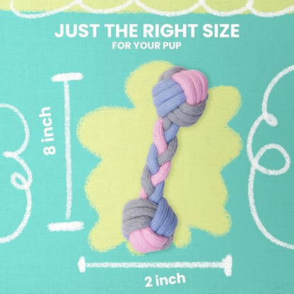 SNUG AROOZ Pastel Knots Rope Dog Toy – Durable Two-Knot Design in Fun Pastel Colors - Perfect for Tugging - Chewing and Interactive Play - style: Pastel Knots