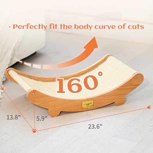 Sisal Cat Scratcher Bed for Indoor Cats Hammock for Scratching Pad Cat Chair Natural Sisal Scratch Post for Large Cats Scratcher Lounge, Wooden Cat Furniture(Large) - size: Standard