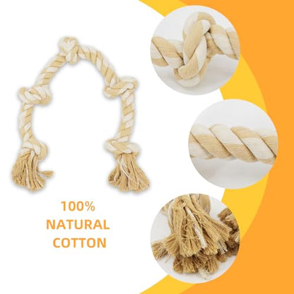 Bmag Dog Rope Toys for Aggressive Chewers, Interactive Heavy Duty Dog Toys for Medium Large Dogs, Tough Twisted Rope Toy with 5 Knots(Beige) - color: Beige