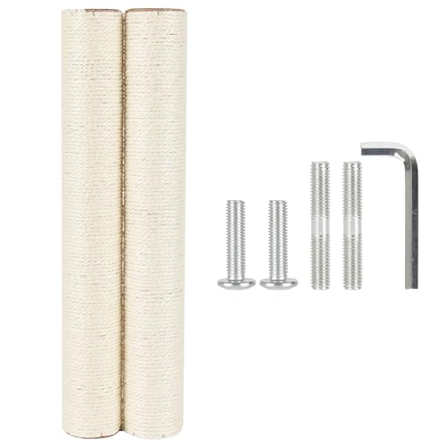 7.4cm 2.91in Diameter Cat Tree Scratching Post Replacement Sisal Pole Parts for Cat Tower (M10, 19.69in/50cm) - color: 19.69in/50cm, size: M10*2posts