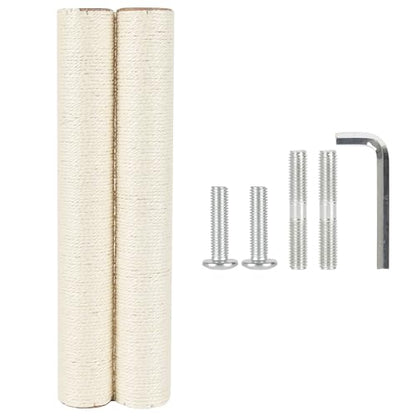 7.4cm 2.91in Diameter Cat Tree Scratching Post Replacement Sisal Pole Parts for Cat Tower (M10, 19.69in/50cm) - color: 19.69in/50cm, size: M10*2posts