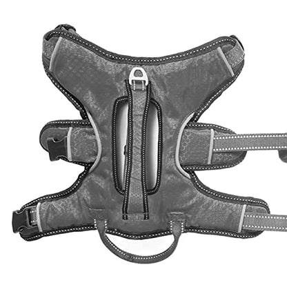 Tuff Pupper Escape Proof No Escape Dog Harness | 5 Point Adjustable Fit Harness for Dogs | Padded Dog Harnesses | Handle Dog Lift Harnesses - color: Steel Grey, size: Medium