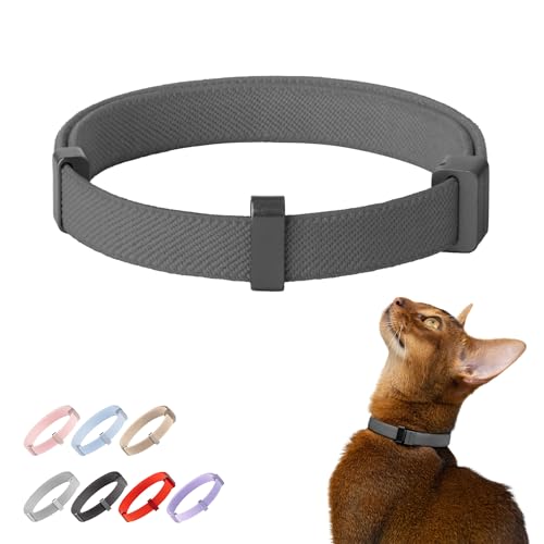 Safety Cat Collar Pro - U.S. IDA Gold Awarding Design, Elastic Quick Release Cat Collar with Buckle Non Breakaway - Lightweight for Kitten All Small Large Cats (Space Gray, S 5.9-11.8") - color: Space Gray, size: S 5.9-11.8"