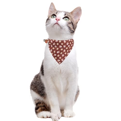 Cat Collar Breakaway with Cute Bow Tie Bandana and Bell Accessories Bear for Kitty Adjustable Safety - color: bear
