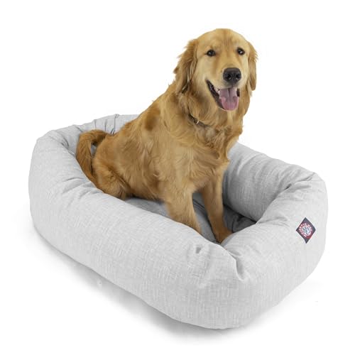 Majestic Pet 40 Inch Bagel Calming Dog Bed Washable – Cozy Soft Round Dog Bed with Spine Support for Dogs to Rest Their Head - Fluffy Donut Puppy Mat 40x29x9 (Inch) Large – Gray - color: Palette Heathered Gray