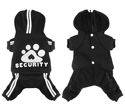 Dog Hoodie Security Clothes 4 Legs Jumpsuit Sweatshirt Hoodies Soft & Warm Dog Outfit Pullover Dog Winter Clothes Sweater for Small Medium Large Dogs Cats (Black, Small) - color: Black, size: Small