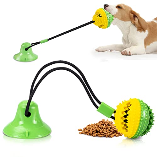 Askhald Dog Toys, Dog Chew Toys for Aggressive chewers, Puppy Training Treats Teething Rope Toys for Boredom, Puzzle Treat Food Dispensing Ball for Puppies Teething Small Dogs (Green) - color: green