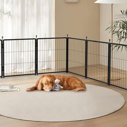 Dog Playpen 24 inch 12 Panels for Indoor & Outdoor Use – Heavy-Duty Metal Pet Fence with Ground Stakes, Rounded Ball Tops for Safety, Stable & Foldable Design, Easy to Assemble - size: 24inch, style: 12 Panels