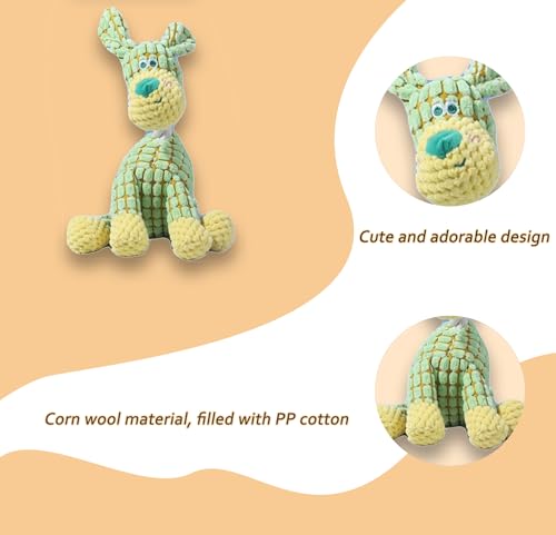 Upgraded Indestructible Dog Plush Toy - Squeaky Chew Pet Supplies for Aggressive Chewers & Teething Green - color: Green, size: Small