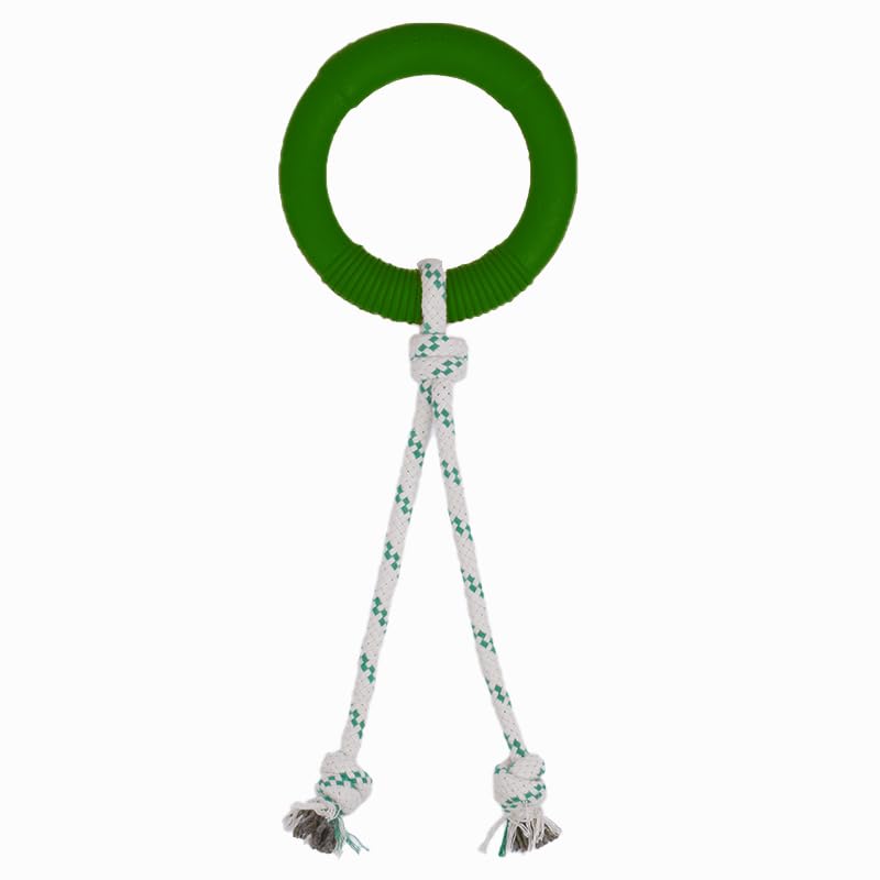 Green Sheep Natural Rubber Ring Rope Toy for Dogs, Durable Chew & Interactive Dog Toy with Recycle Cotton Rope, Tough Pet Toys for Small to Large Dogs, Green - color: Green And White