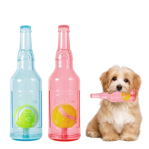 Dog Toy, Dog Squeak Toy, Floating Dog Toy, Interactive Fetch Toy for Play and Training, Bottle Shape with Tennis Ball Inside (Set of Two Small) - color: set of two small