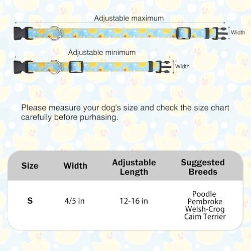 Dog Collar and Leash Set, Adjustable Dog Collars for Small Medium Dogs Boys Girls, Soft Durable Nylon Collar and Matching Leash, Cute Puppy Collars,Yellow - color: Yellow duck, size: Small(Neck:11.8"-16.2")