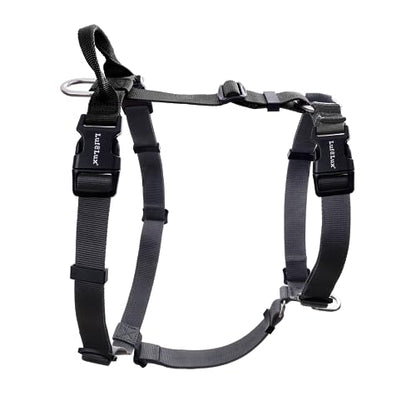 Non Restrictive No Pull Dog Harness, Neck Buckle Desgin, Back Handler, Lightweight Easy Walk Freedom Harness, Six Points Adjustment, Small Dogs Chest(17-23inches) Black - color: Black/Grey, size: S