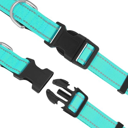 Dog Collars Adjustable for Puppy and Small Dogs,Heavy Duty Waterproof Dog Collar with Quick Release Buckle,Girl Boy Female Male Reflective Nylon Dog Collar with Soft Neoprene Padded,XS,Turquoise - color: Turquoise, size: X-Small