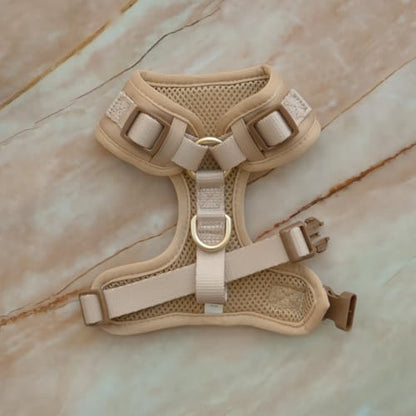 Premium No-Pull Dog Harness Soft Neoprene & Breathable Mesh Vest with Front & Back Clip D-Rings Adjustable Lightweight Walking Harness for Puppies, Small & Medium Dogs (Beige, XS) - color: Beige, size: XS: Neck 10.6-14.2'', Chest 14.2-18.9''