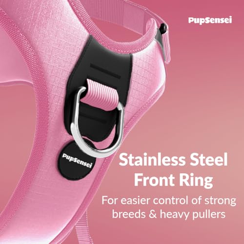 No Pull Dog Harness - Durable Polyester Puppy Harness with Front Anti-Pull Loop, Reflective Strips, and Quick-Release Clips for Small, Medium, and Large Dogs (Light Pink, Extra Small) - color: Light Pink, size: Extra Small