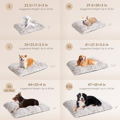 EHEYCIGA Fluffy Dog Crate Bed for Small Dogs, Plush Faux Fur Crate Pad, Calming Anti Anxiety Small Dog Bed, Washable Soft Warm Mat with Non-Slip Bottom, Brown - color: Brown, size: 23.6 x 17.5