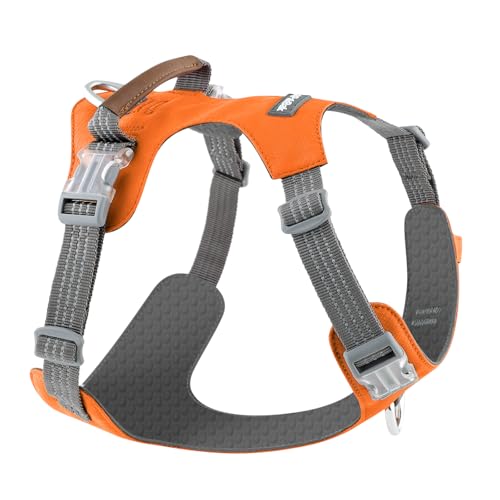 No Pull Dog Harness – Adjustable Reflective Nylon Vest for Small Medium Large Dogs, Escape Proof Training Harness with Leather Control Handle, Lightweight Aluminum Hardware (Orange, S) - color: Orange, size: S