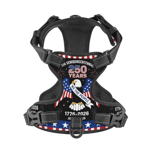250 Years We the People Reflective Dog Harness No Pull Soft Vest Harness for Small Medium Large Dog Puppy Pets (Large Size) - color: 250 Years We the People, size: Large