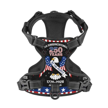 250 Years We the People Reflective Dog Harness No Pull Soft Vest Harness for Small Medium Large Dog Puppy Pets (Large Size) - color: 250 Years We the People, size: Large