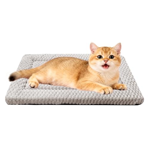 Dog Bed Mat,Reversible & Ultra Soft Kennel Pad-Machine Washable Pet Bed for Dogs & Cats-All-Weather Crate Liner for Crates,Carriers & Travel (Light Gray, 18" L x 14" W x 1.5" Th) - color: Light Gray, size: 18.0"L x 14.0"W x 1.5"Th