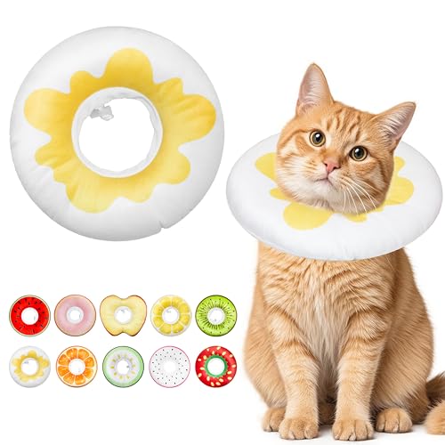Cat Cone Collar Soft, Adjustable Cat Recovery Cone to Stop Licking, Cute Kitten Donut Collar After Surgery, Elizabethan Collars for Kittens, Lightweight Cats Neck Cones (Egg, Medium) - color: Egg, size: Medium