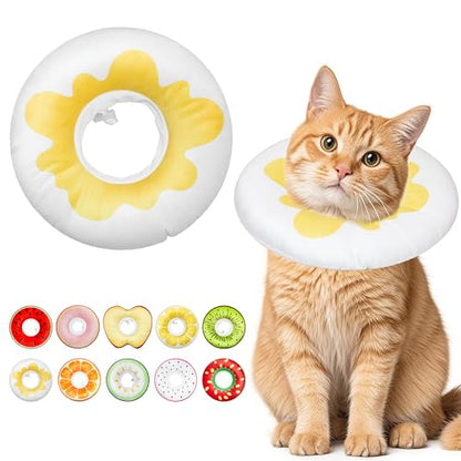 Cat Cone Collar Soft, Adjustable Cat Recovery Cone to Stop Licking, Cute Kitten Donut Collar After Surgery, Elizabethan Collars for Kittens, Lightweight Cats Neck Cones (Egg, Medium) - color: Egg, size: Medium