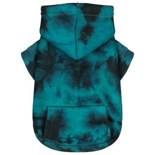 Chic Tie-Dye Dog Hoodie with Practical Pocket - Fashionable and Cozy Sweatshirt for Small, Medium, and Large Dogs, Ideal for Casual Outings and All-Day Comfort in Vibrant Colors. Cyan S - color: Cyan, size: Small (Chest:12.5"-14.5")