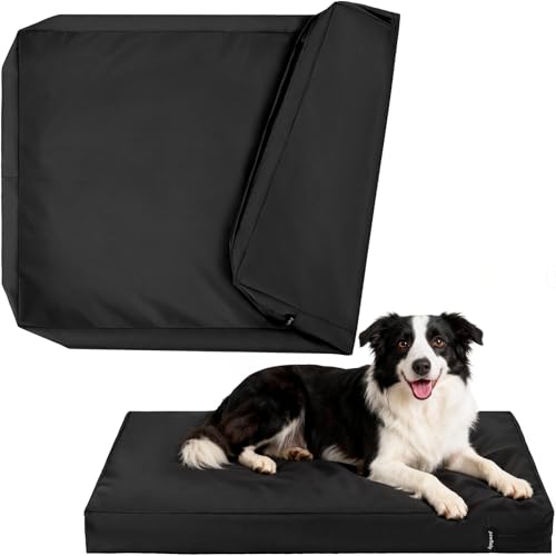 Extra Large Waterproof Dog Bed Cover Replacement Washable, XL, Easy to Clean, Pet Hair Resistant, Heavy Duty Oxford, Zipper Closure, Indoor/Outdoor, Fits 42 Inch Dog Crate - 40x27x4, Black - color: Black, size: 40"L x 27"W x 4"Th