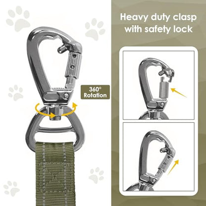 AUBELL Tactical Dog Leash Heavy Duty,4-6ft Reflective Strong No Pull Bungee Leash for Medium Large Dogs with Comfortable Padded Double Handle,Car Seat Belt,360 Degree Rotating Carabiner,Green - color: M/L-Green(4-6FT)