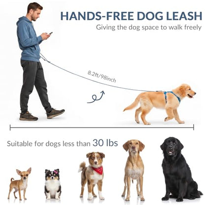 8.2ft Hands Free Dog Leash,Versatile Waist & Crossbody Lead for Medium Dogs,Waterproof & Adjustable for Running Jogging Walking, 360° Swivel Metal Buckle (Blue) - color: Blue