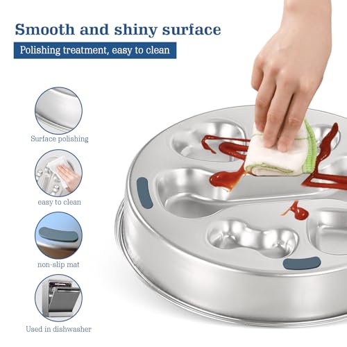 Stainless Steel Slow Feeder Dog Bowls – Non-Slip Metal Dog Bowl for Large & Medium Breeds, Puppy Puzzle Feeder – 2 Cup Capacity for Small to Big Pets – Durable Slow Feed Dog & Cat Food Dish - color: Bone&Heart