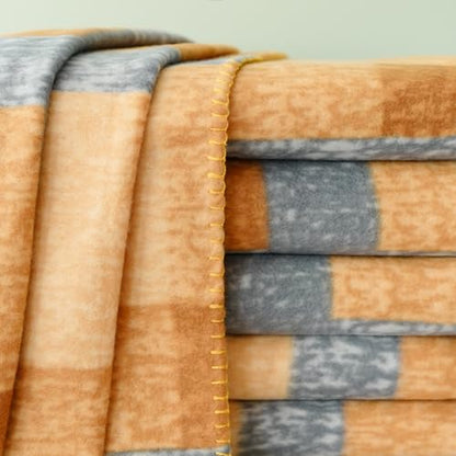 ZYFZCYBL Fleece Throw Blanket Blankets Bulk 6 Pack Soft Lightweight for Cozy Polar Fleece 50 x 60 Solid Pet-Friendly Colorful Bed Sofa Couch Fleece Fabric Travel Wedding Gift（Yellow and Grey） - color: Plaid (Yellow and Grey)