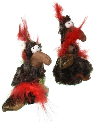 Pet Craft Supply Co. Kitty Condor Crazy Catnip Cuddler Funny Cuddling Chasing Hunting Irresistible Stimulating Soft Plush Boredom Relief Interactive Cat Toy with Realistic Feathers, All Breed Sizes - color: Red, size: 2 Pack