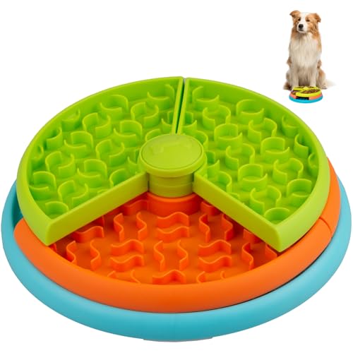 Slow Feeder Dog Bowl 3 Levels, Reduces Boredom and Anxiety, Non-Slip Interactive Puzzle Feeder, Suitable for Small/Medium/Larger Dogs - color: Orange