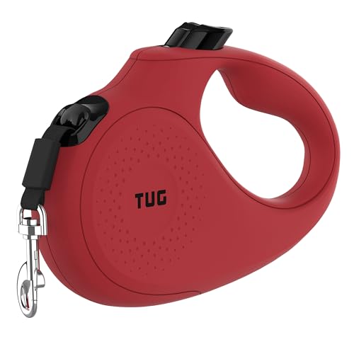 TUG Monochrome 360° Tangle-Free Retractable Dog Leash | 16 ft Strong Nylon Tape (Small, Red) - color: Red, size: Small, 16 ft