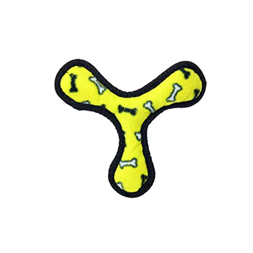 TUFFY Jr. Soft Dog Toy – Yellow Boomerang Bone | Multi‑Layer Durable Plush | Tug, Toss & Fetch | Machine Washable & Floatable - color: Yellow Bone, style: Bowmerang