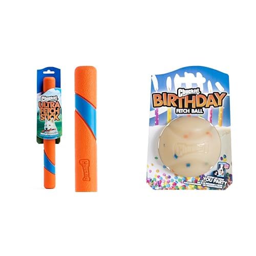 Chuckit! Dog Toy Bundle: 12 Inch Ultra Fetch Stick & 2.5 Inch Birthday Fetch Ball for Dogs 20-60 lbs