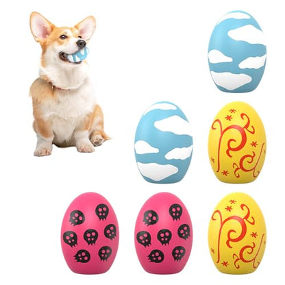 Squeaky Dog Toys, Soft Chewing Dog Balls, 6 Pcs Interactive Squeak Fetch Playing Pet Toy, Durable Bouncing Toys to Keep Them Busy, 2.6" Egg Ball for Puppies Small Breeds - style: 6 Pack