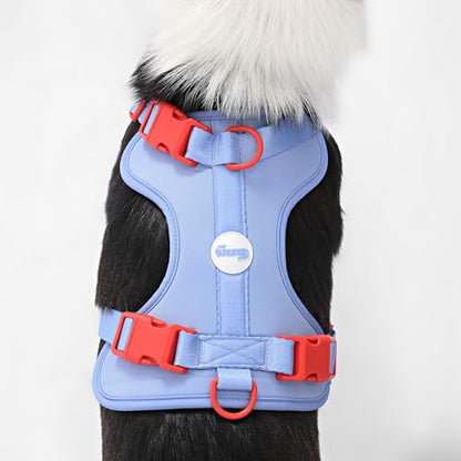 HNS1003E Arlo Large Adjustable Soft Padded No Pull Pet Harness with 3 Buckles and 3 Leash Clips, Sangria - color: Periwinkle, size: Large (Chest: 24 - 37")