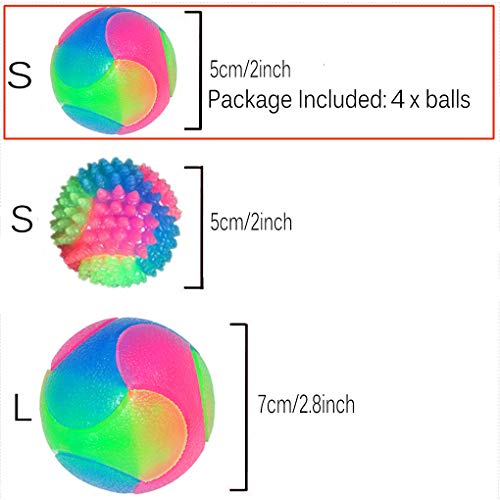 4 pcs Light Up Dog Balls Flashing Elastic Ball Glow in The Dark Interactive Pet Toys for Puppy, Cats, Dogs - color: 4 pcs smooth balls